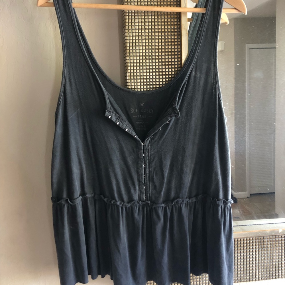 American Eagle: Grey Clip down Tank Top